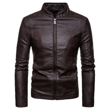 Load image into Gallery viewer, Men Leather Jackets Autumn New Men's Korean Style Slim Collar PU Leather Jacket