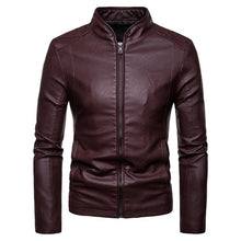 Load image into Gallery viewer, Men Leather Jackets Autumn New Men's Korean Style Slim Collar PU Leather Jacket